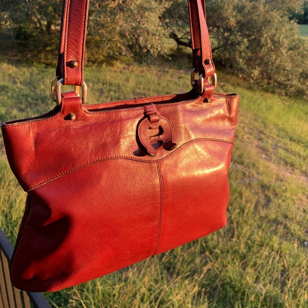 Etienne Aigner Red Oxblood Leather Shoulder Bag - Picture 12 of 16